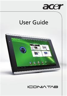 Acer Iconia Tab A 500 manual. Tablet Instructions.